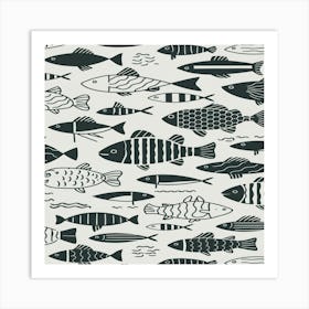 Black And White Fish Art Print