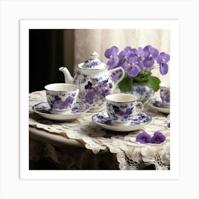 Purple Tea Set Art Print