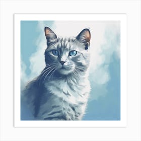 Blue Cat Art Print