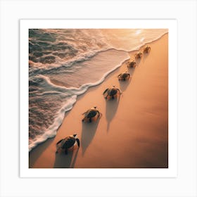 Turtles On The Beach Art Print