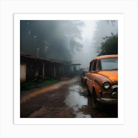 Old Car In The Fog 8 Art Print