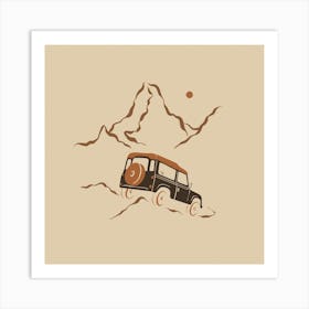 Mountains Calling - Beige Art Print