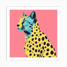 Yellow Cheetah Square 2 Art Print