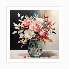 Roses In A Vase Art Print