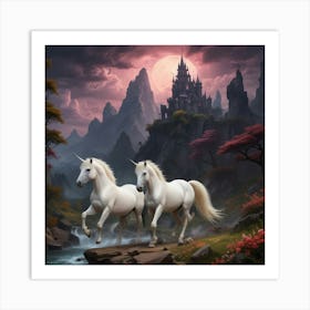 Unicorns In The Forest 6 Art Print