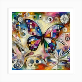 Colourful Surreal Butterfly v2 Art Print