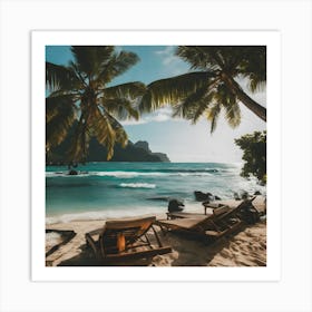 Tropical Beach Scene Art Print