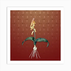 Vintage Watsonia Botanical on Falu Red Pattern Art Print