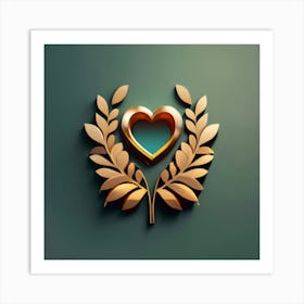 Golden Heart With Laurel Wreath Art Print