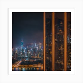 Hong Kong City At Night Art Print