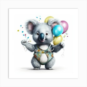 Koala With Balloons 2 Art Print