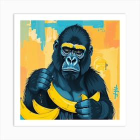 Gorilla With Bananas Art Print