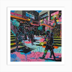 School, Graffiti, Street Art, Urban Hues Art Print