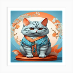 Chinese Cat Art Print