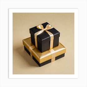 Black And Gold Gift Boxes Art Print