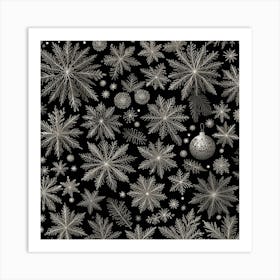 Snowflakes On A Black Background 1 Art Print