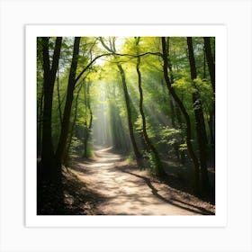 Sunbeams In The Forest Art Print