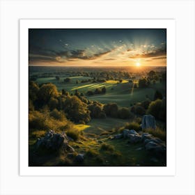 Sunset Over A Field Art Print