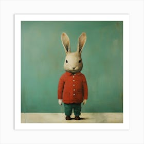 Rabbit In Red Coat Art Print