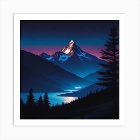 Mountain Landscape At Dusk Art Print