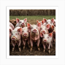 Pigs In A Field Art Print