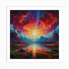 Sunset In The Mountains Art Print