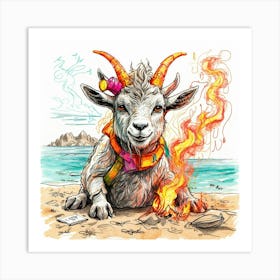 Goat On The Beach Art Print