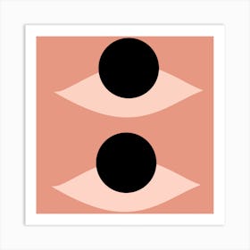 Pink Eyes With Black Dots Art Print