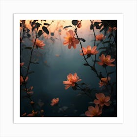 Flowers In The Mist Art Print