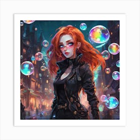 Girl With Bubbles Art Print