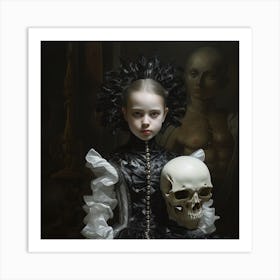 Girl With A Skull 2 Art Print