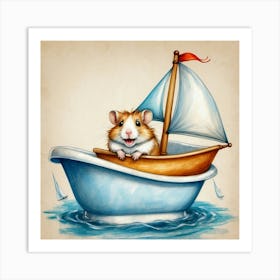 Hamster In A Boat 5 Art Print