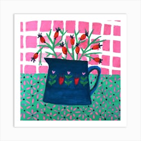 Rosehips In My Kitchen Square Art Print