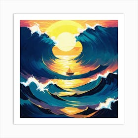 Sunset In The Ocean Art Print