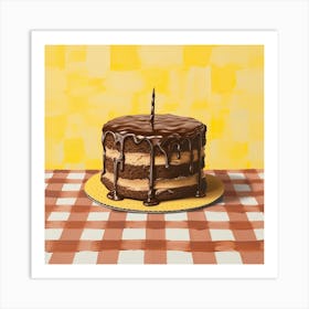 Chocolate Yellow Checkerboard 3 Art Print