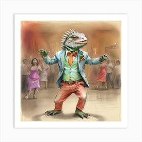 Iguana Dancing Art Print