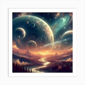 Planets In Space 1 Art Print