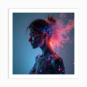 Wearable Tech With Glowing Displays, Watercolor Splash Of Tech Colors Art Print