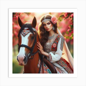 Beautiful Woman On A Horse83 Art Print