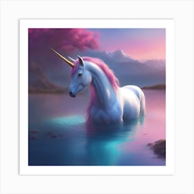 Unicorn In Water Art Print