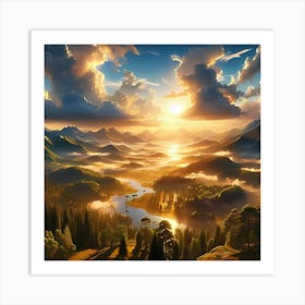 Sunset In The Mountains Art Print