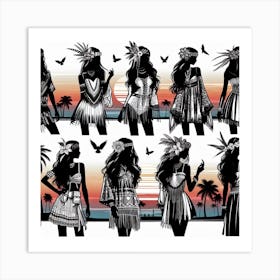 Women silhouettes 1 Art Print