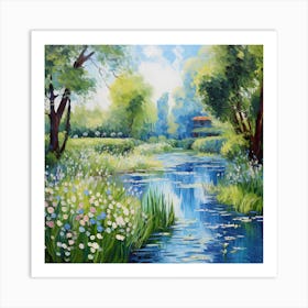 Brushstroke Breeze: Van Gogh's Riverside Serenade Art Print