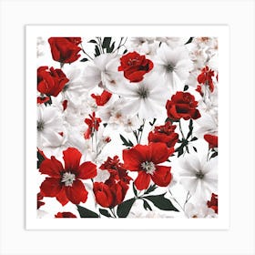 Red And White Flowers Art Print