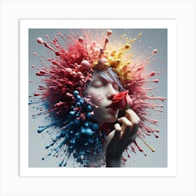 Girl With Paint Splatters Art Print