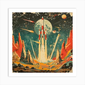 Space Rocket Launch Art Print