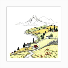 Village In The Mountains 4 Art Print