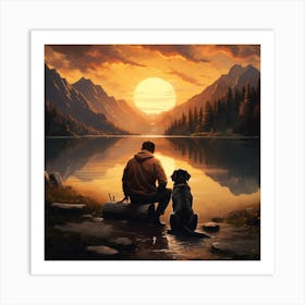 A Man And His Dog Art Print