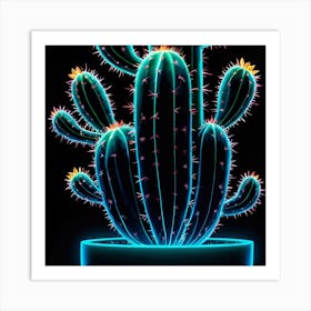 Neon Cactus Art Print