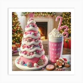 Milkshake And Christmas Cookies Art Print